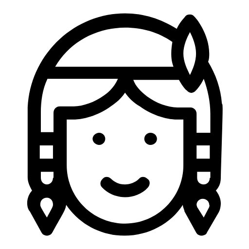 Woman with braids and a feather icon