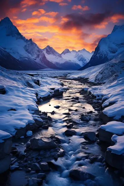 Glacier valley with blue ice