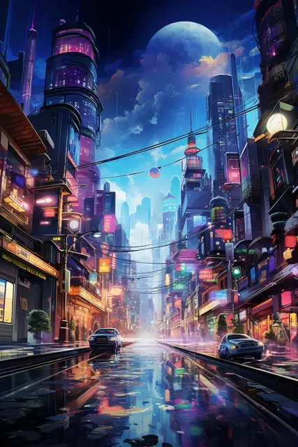 Illuminated city at night