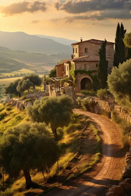 Sunlit olive groves