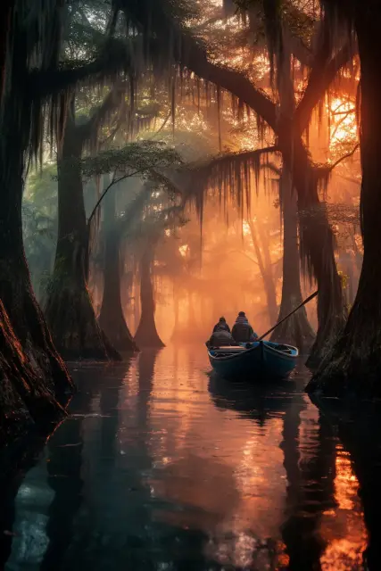 Southern bayou with Spanish moss