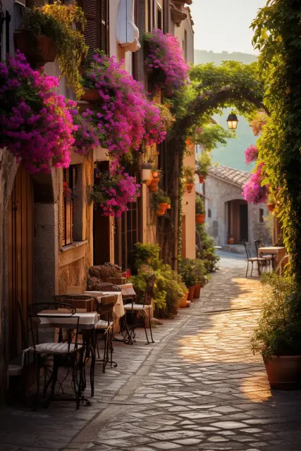 Cobbled lane in an old European town