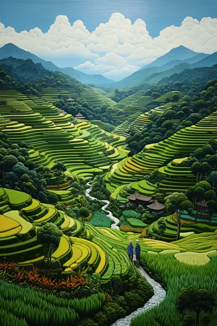 Terraced rice paddies