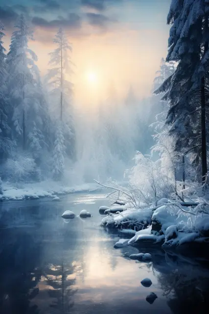 Snowy conifer forest