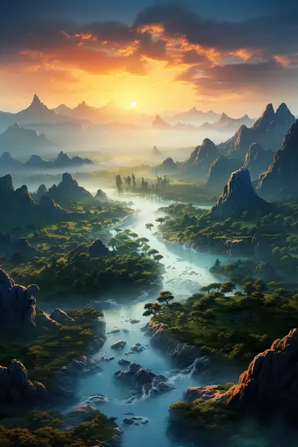 Misty mountain valley