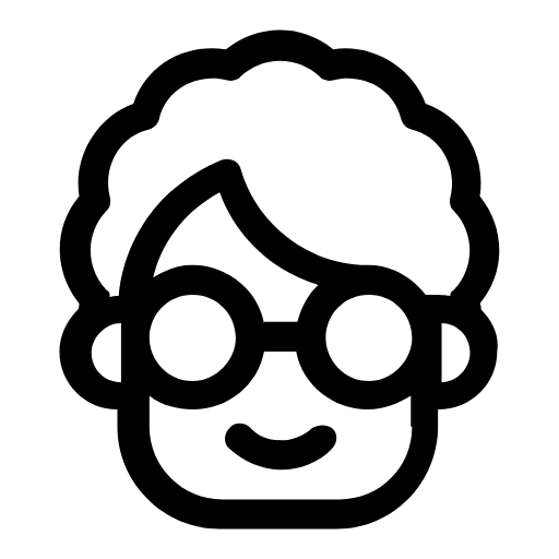 Woman with curly hair and glasses icon