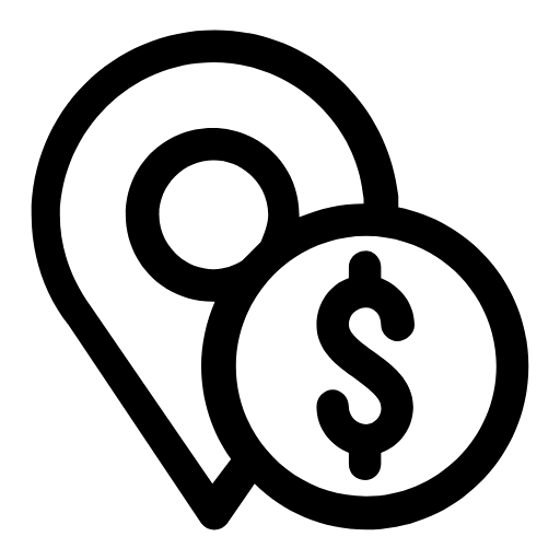 Location and coin icon