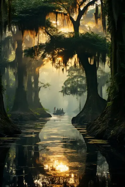 Southern bayou with Spanish moss
