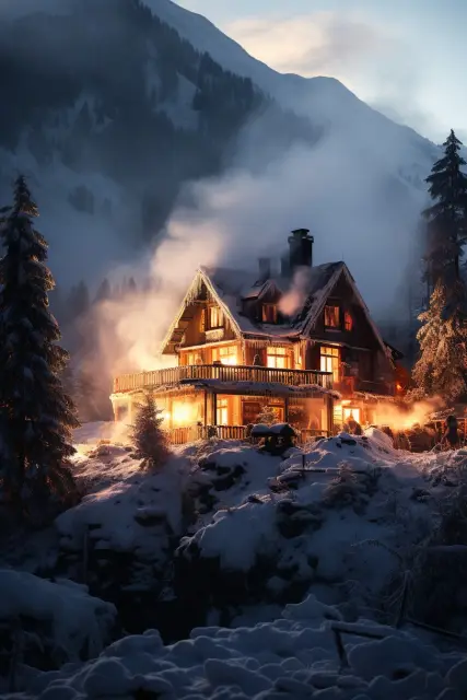 Snowbound alpine cabin