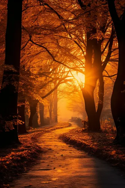 Fiery autumn forest